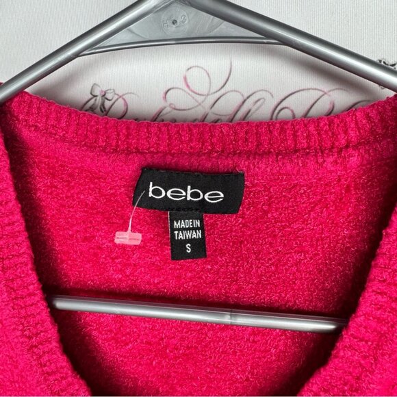 Bebe fur top baby fur chenille soft bright pink rhinestone Swarovski crystals - Picture 7 of 8